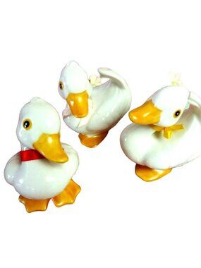 Vintage Homco Ducks Figurine Trio Porcelain Spring Easter Knick Knack Animals
